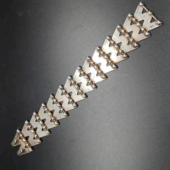 Vintage Haglund Studios Sterling Mid Century Vattra Zig Zag Design Bracelet - Picture 2 of 5